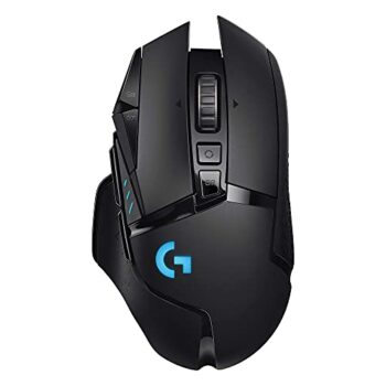 Logitech G502 Lightspeed Wireless Gaming Mouse, Hero 25K Sensor, 25,600 DPI, RGB, Adjustable Weights, 11 Programmable Buttons, Long Battery Life, POWERPLAY-Compatible, PC/Mac - Black