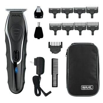 Wahl USA Aqua Blade Rechargeable Wet/Dry Lithium-Ion Deluxe Beard Trimmer for Men - Interchangeable Heads for Detailing, Hair, Mustache and Body Grooming - Model 9899-100