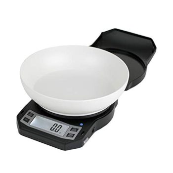 AMERICAN WEIGH SCALES Precision Digital Kitchen Weight Scale, Food Measuring Scale, with Bowl 3kg x 0.1g (Black), LB-3000