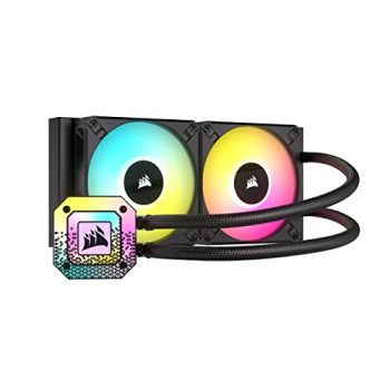 Corsair iCUE H100i Elite CAPELLIX XT Liquid CPU Cooler - Two AF120 RGB Elite Fans - 240mm Radiator - Intel® LGA 1700, 1200, 115X, 2066, AMD® AM5, AM4 - Included iCUE Commander CORE - Black