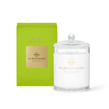 Glasshouse Fragrances We Met in Saigon Candle, Triple Scented Natural Soy Wax Blend, 2 Wicks & Glass Jar, 65 Hour Burn Time, Lemongrass, 13.4 Oz (380g)