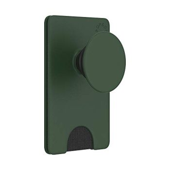 PopSockets PopWallet+ with Swappable PopTop: Phone Grip, Phone Stand, and Wallet for Cards, Removable, Moss Green