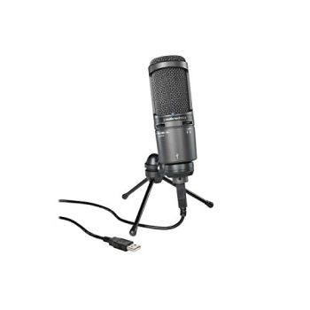 Audio-Technica AT2020USB+ Cardioid Condenser USB Microphone, With Built-In Headphone Jack & Volume Control, Perfect for Content Creators (Black)