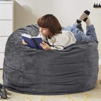 Codi Bean Bag Chair for Kids with Filler Included, 3 FT - Comfy Beanbag Chairs for Teen, Memory Foam Added - Machine Washable and Soft Mink Bonded Cover - Charcoal Grey, 3ft