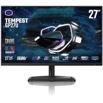 Cooler Master Tempest GP27U 27" 4K UHD 3840 x 2160 Quantum Dot MiniLED Gaming Monitor, HDR1000 Ready, FreeSync/G-Sync, 160Hz, 1ms Response, 98% DCI-P3, VESA Mounting Tilt & Swivel Adjustment,Black
