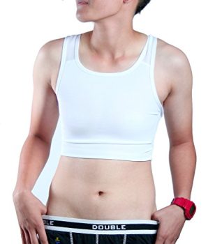 DOUBLE DESIGN Cool Mesh Velcro Half Length Chest Binder (X-Large, White)