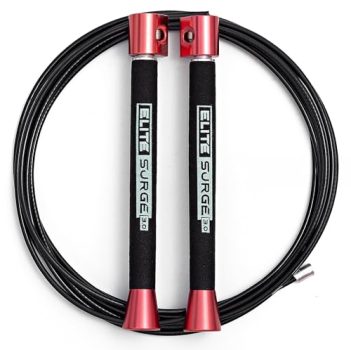 Elite SRS Surge 3.0 Professional Speed Rope for Double Unders - Patented Dual Bearing Ultra Light-Weight Handle for Premium Spin Control and Kink-Resistant Cable for the Ultimate Speed Jump Rope