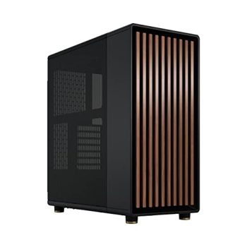 Fractal Design North Charcoal Black - Genuine Walnut Wood Front - Mesh Side Panels - Two 140mm Aspect PWM Fans Included - Type C USB - ATX Airflow Mid Tower PC Gaming Case