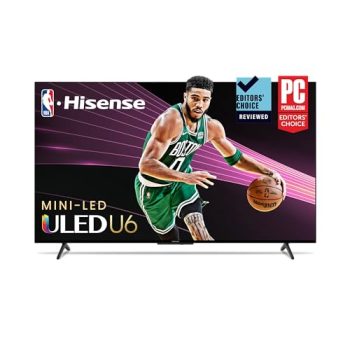Hisense 55-Inch Class U6 Series Mini-LED ULED 4K UHD Google Smart TV (55U6K, 2023 Model) - QLED, Full Array Local Dimming, HDR 10+, VRR Game Mode, 240 Motion Rate, Alexa Compatibility