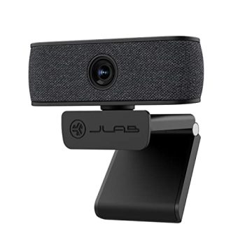 JLab JBuds Cam USB HD Webcam, Black with Optional White Faceplate, 1080P/30 FPS, 2.1 Megapixels, Auto-Focus, Dual Omni-Directional Microphones, Compatible with PC, Mac and Chromebook