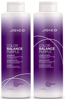 Joico Color Balance Purple Shampoo & Conditioner Set | Eliminate Brassy and Yellow tones | For Cool Blonde or Gray Hair