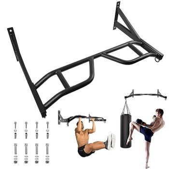 KUKUVI Pull Up Bar Wall Mount, Heavy Duty Wall Mount Pull-up Chin Up Bar, 40” Multi-Grip Chin-Up Station with Hangers for Punching Bags, for Home Gym Strength Training Equipment, Support to 550 Lbs