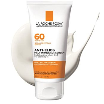 La Roche-Posay Anthelios Melt-In Milk Body & Face Sunscreen SPF 60, Oil Free Sunscreen for Sensitive Skin, Sport Sunscreen Lotion, Sun Protection & Sun Skin Care, Oxybenzone Free