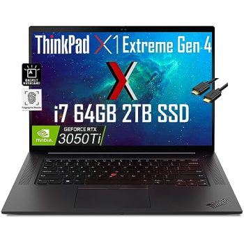 Lenovo ThinkPad X1 Extreme Gen 4 16" 2K QHD (Intel Core i7-11800H, 64GB RAM, 2TB SSD, Geforce RTX 3050 Ti) Business & Mobile Workstation Laptop, Backlit, FP, 3-Yr WRT, IST Cable, Win 11 Pro, Black