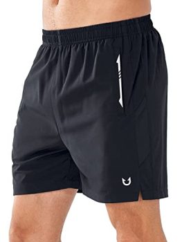NORTHYARD Men's Running Athletic Shorts 5 inch Workout Gym Tennis 7'' Short Quick Dry Active Training with Zipper Pockets Black-S