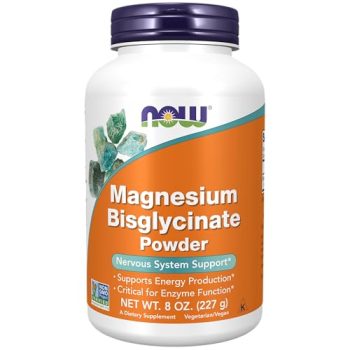 NOW Supplements, Magnesium Bisglycinate Powder, Enzyme Function*, Nervous System Support*, 8-Ounce