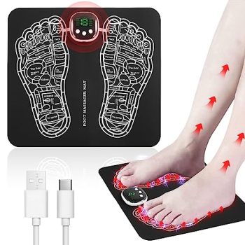 Phixnozar EMS Foot Massager Mat–Foot Massager Pad–Foldable Feet and Calves Massage Machine with 8 Modes and 19 Intensity Levels for Muscle Relaxation, and Pain Relief