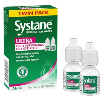 Systane Ultra Lubricant Eye Drops, Artificial Tears for Dry Eye, Twin Pack, 10-mL Each