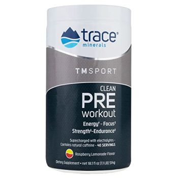 Trace Minerals | TMSPORT Series Pre Workout Supplement | Energy and Strength Booster | No Artificial Color| Raspberry Lemonade Flavor | 18.1 Ounce, 40 Servings