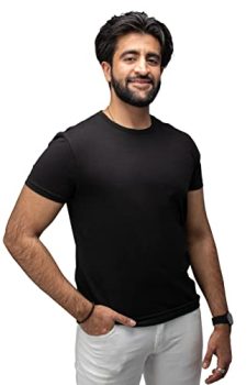 X RAY Men's Stretch Soft Cotton Slim Fit Short Sleeve Crewneck T-Shirt, Fashion Casual Tee for Men, Black - Crewneck, Large