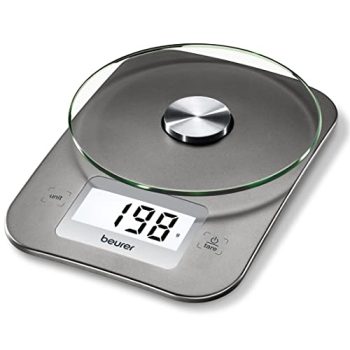 Beurer KS26 Kitchen Scale High Accuracy Digital Food Scales Weight Grams and Oz, 11 lbs Capacity, LCD Display, for Baking, Cooking, Meal Prep, Keto, Coffee Beans and More