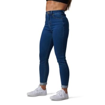 Born Primitive High-Rise Stretch Flex Women's Jeans - Flattering Skinny Fit - 4-Way Stretch, No Waist Gap - Perfect for Athletic Women, Mid Wash - L Regular