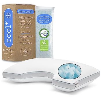 Coop Home Goods The Eden Cool+ Adjustable Pillow, Queen Size Plus Shaped Memory Foam Pillows with Cooling Gel, Back, Neck Support, Stomach or Side Sleeper Pillow, CertiPUR-US/GREENGUARD Gold