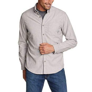 Eddie Bauer Men's Eddie's Favorite Flannel Classic Fit Shirt - Solid, Gray, Large