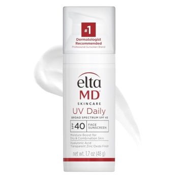 EltaMD UV Daily Facial Sunscreen with Zinc Oxide, SPF 40 , Helps Hydrate and Decrease Wrinkles, Lightweight Face Moisturizer Sunscreen, Absorbs into Skin Quickly, 1.7 Oz Pump