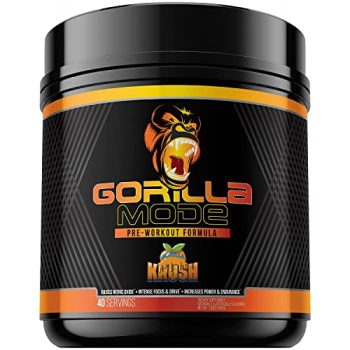 Gorilla Mode Pre Workout - Massive Pumps · Laser Focus · Energy · Power - L-Citrulline, Creatine, GlycerPump™, L-Tyrosine, Agmatine, Kanna, N-Phenethyl Dimethylamine Citrate - 590 Grams (Orange Krush)