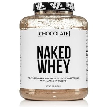 NAKED Nutrition Whey Protein Supplement Powder, Chocolate, GMO Free, Soy Free, Gluten Free Aid Muscle Growth and Recovery 60 Servings, 5 Ib
