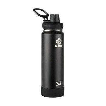 Takeya Actives Insulated Stainless Steel Water Bottle with Spout Lid, 24 Ounce, Onyx