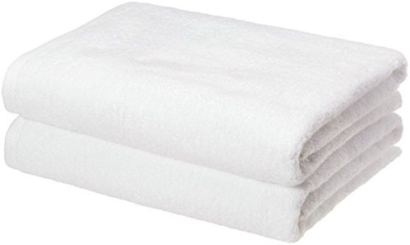 Amazon Basics - 2 Piece Quick-Dry Oversize Bath Towel, 100% Cotton, White, 54" x 30"