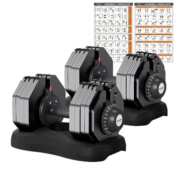 ATIVAFIT Adjustable Dumbbell Set 88 LBS Pair Dumbbell Free Weights Dumbbell Multiweight Options for Men Women Full Body Workout Fitness Home Gym (88 LBS Pair)