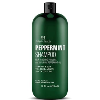 Botanic Hearth Peppermint Oil Shampoo - Hair Blooming Formula with Keratin for Thinning Hair - Fights Hair Loss, Promotes Hair Growth - Sulfate Free for Men and Women - 16 fl oz