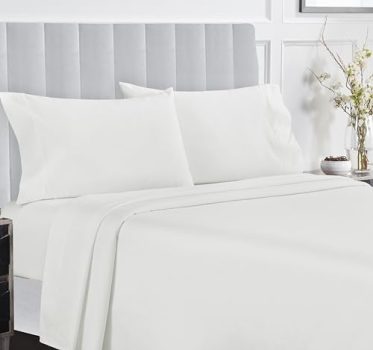 California Design Den 100% Cotton Sheets - Soft 400 Thread Count Sateen 4-Pc Bed Sheet Set, Cooling Sheets for Queen Size Bed, Deep Pockets, Bedding Sheets & Pillowcases, (Ivory)