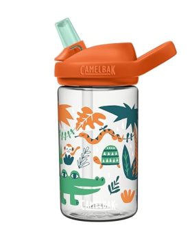 CamelBak eddy+ 14oz Kids Water Bottle with Tritan Renew – Straw Top, Leak-Proof When Closed, Jungle Animals