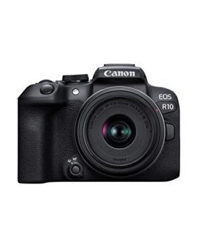 Canon EOS R10 RF-S18-45mm F4.5-6.3 is STM Lens Kit, Mirrorless Vlogging Camera, 24.2 MP, 4K Video, DIGIC X Image Processor, High-Speed Shooting, Subject Tracking, Compact, for Content Creators Black