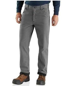Carhartt Men's Rugged Flex Relaxed Fit Canvas Flannel-Lined Utility Work Pant, Gravel, 38W X 30L