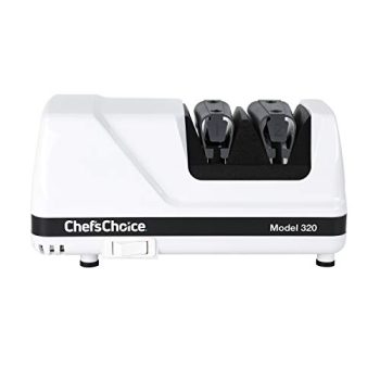 Chef'sChoice FlexHone/Strop Professional Electric Knife Sharpener 20-Degree Straight-Edge and Serrated Knives, 2-Stage, White
