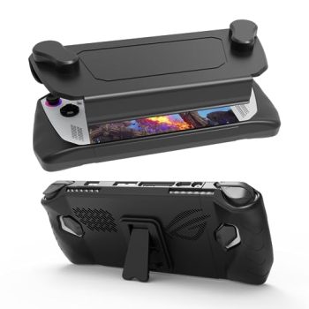 EJGAME Upgraded Ultra Slim TPU Protective Case with Front Cover Compatible with ASUS ROG Ally, Shock-Absorption, Non-Slip and Anti-Scratch Design Cover Protector (Black)