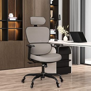 Ergonomic Office Chair - Mesh Office Chair High Back, Rolling Desk Chair, Executive Swivel Chair, Computer Chair with 3D Adjustable Armrest, 3D Lumbar Support, Blade Wheels, Adjustable Headrest