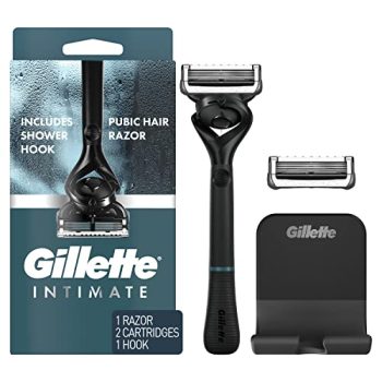 Gillette Intimate Manscape Razor, Men’s Pubic Razor, Gentle and Easy to Use, Designed For Pubic Hair, 1 Razor Handle, 2 Razor Blade Refills, Manscaping Body Razor, Mens Razor