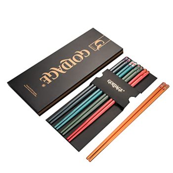 Goldage Fiberglass Dishwasher-safe Chopsticks - Japanese 5 Colors (5 Pairs)