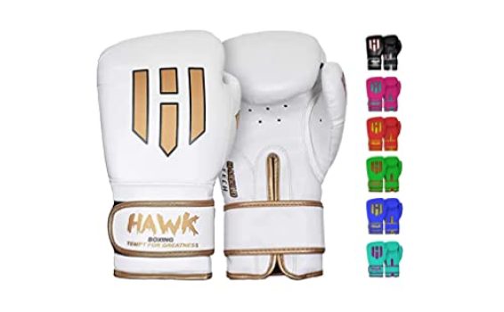 Hawk Boxing Gloves for Men & Women Training Fighting Punching Heavy Bag Mitts UFC MMA Muay Thai Sparring Kickboxing Gloves, White 10oz