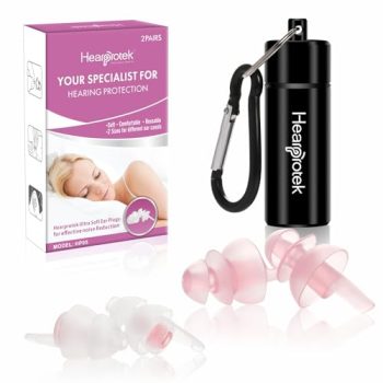 Hearprotek Sleeping Ear Plugs,2 Pairs Ear Plugs (32db & 30db) Ultra Soft Noise Reduction and Hearing Protection earplugs for Side Sleepers, snoring, Travel, Working, Safety (Pink)
