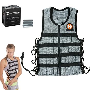 Hyperwear Hyper Vest PRO Weighted Vest Men and Weight Vest Women, Performance Stretch Wicking Fabric, Thin Adjustable Weighted Vest, Pre-loaded with Smallest Steel Weights for Weighted Vests (10 lbs SM)