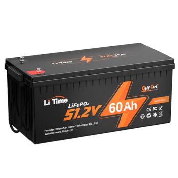 LiTime 48V 60Ah Golf Cart LiFePO4 Lithium GC2 Battery, Built-in 120A BMS, Up to 15000 Cycles, Maximum Power 6.14KW, Suitable for 4KW Motor, Perfect for Golf Cart, Trolling Motor, RV, etc.