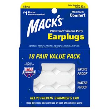 Mack's Pillow Soft Silicone Earplugs, 18 Pair - The Original Moldable Silicone Putty Ear Plugs for Sleeping, Snoring, Swimming, Travel, Concerts and Studying | Made in USA