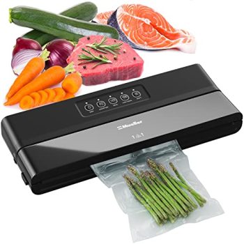 MuellerLiving Vacuum Sealer Machine, Compact Vacuum Sealer Kit with Bags/Roll, LED Light Indicators, Preserve, Marinate, Sous Vide, Black